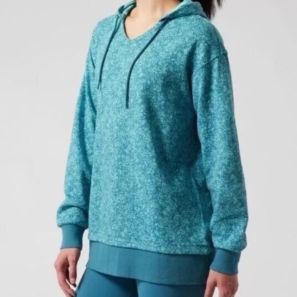 Athleta Sundown Alliance Hoodie Pullover Teal Women’s Size Medium Cozy Lounge